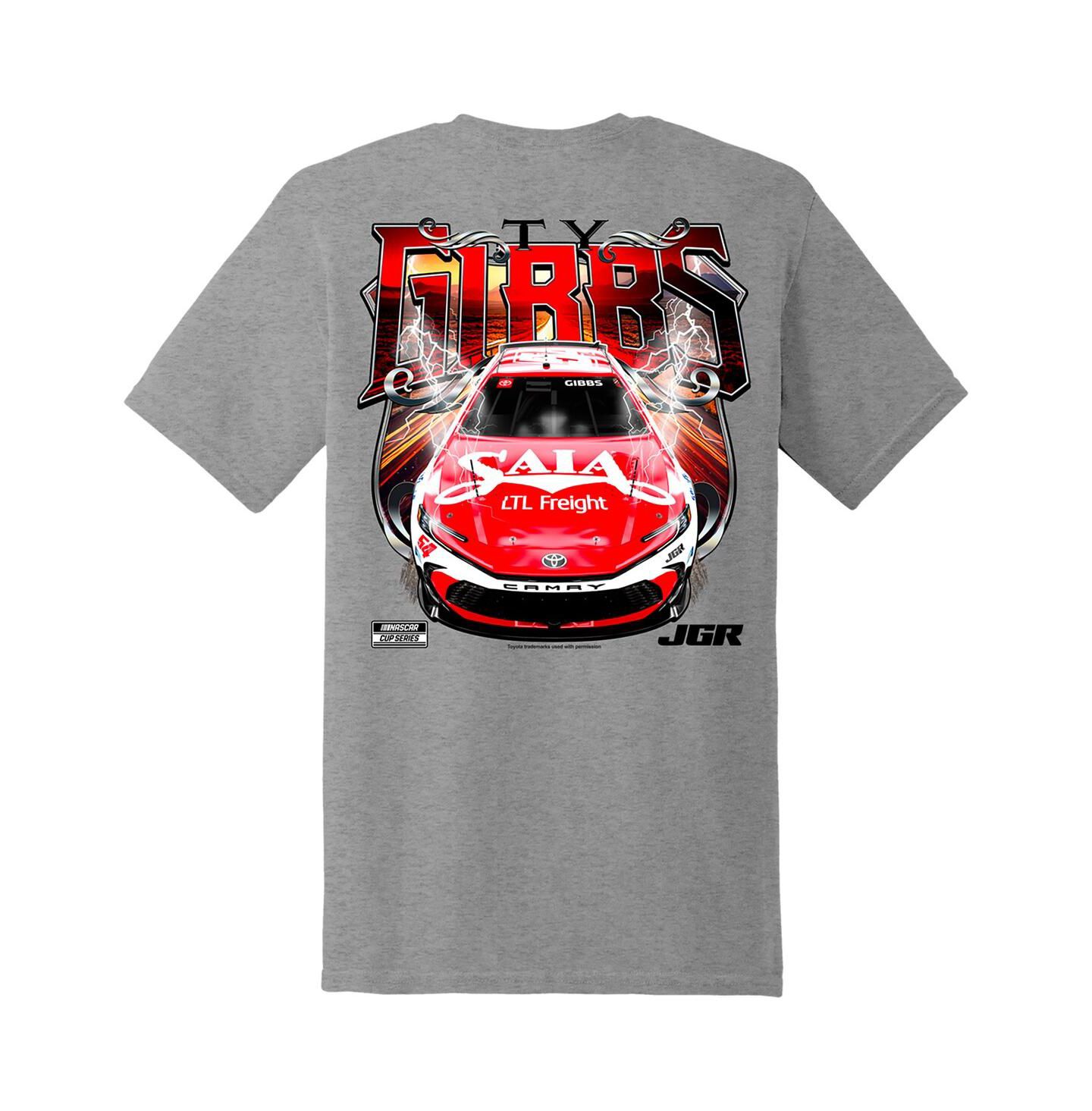Мужская футболка Joe Gibbs Racing Team Collection Heather Gray Ty Gibbs Saia Car — фото 2