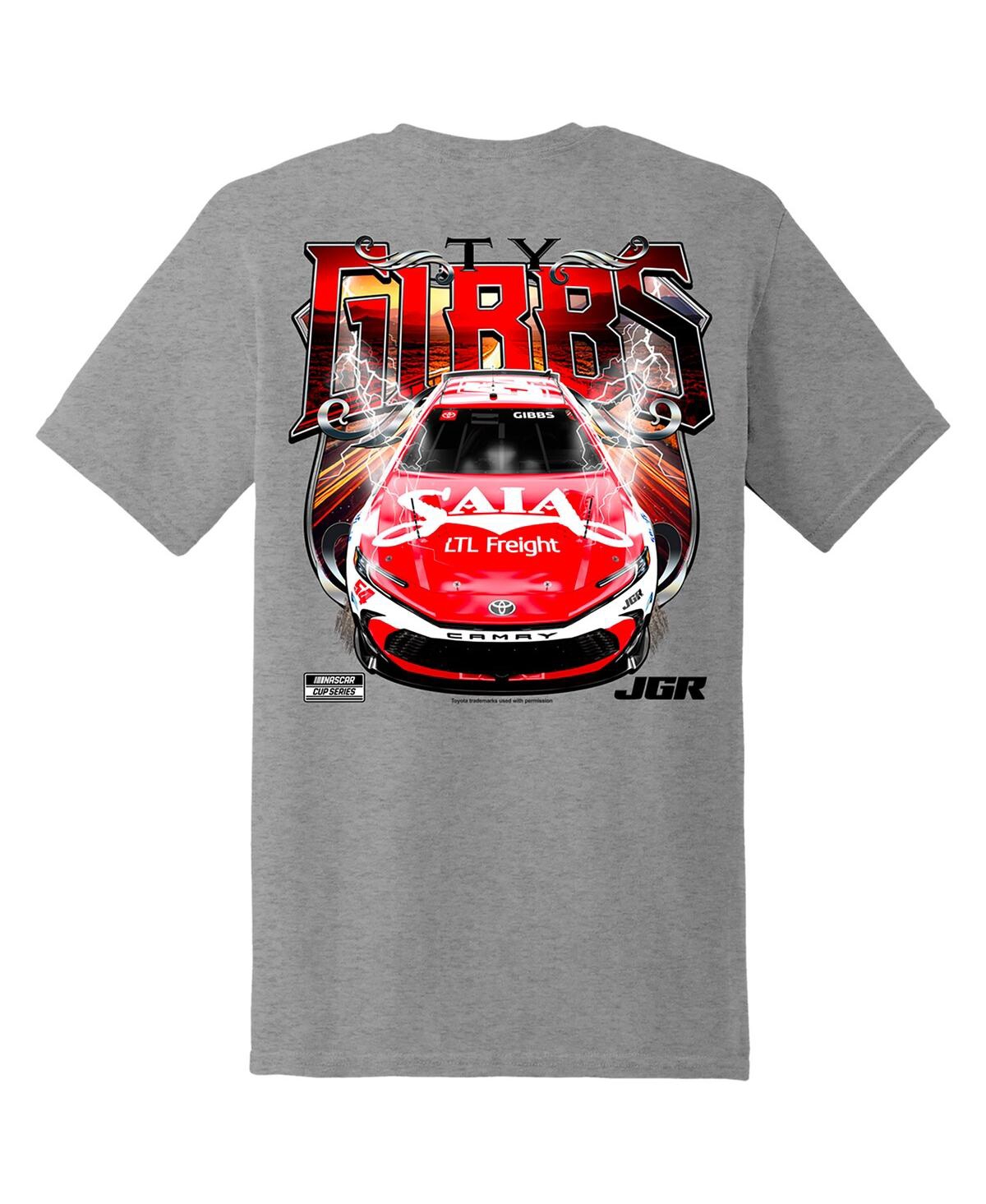 Joe Gibbs Racing Team Collection Men's Heather Gray Ty Gibbs Saia Car T-shirt In Gray
