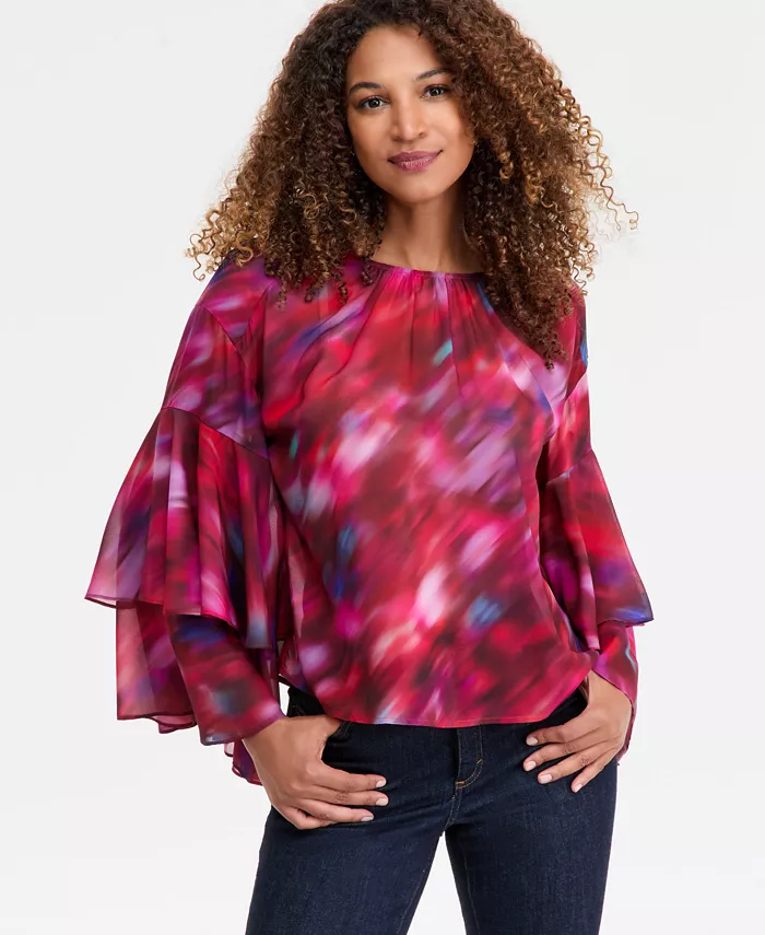 Women's Printed Ruffled Top