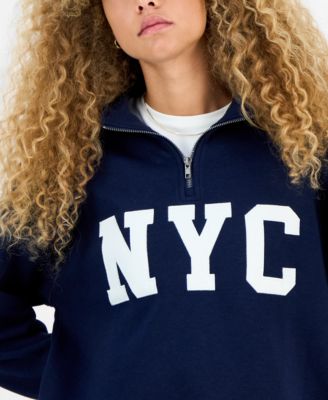 Juniors' Drop Shoulder Quarter-Zip Sweatshirt