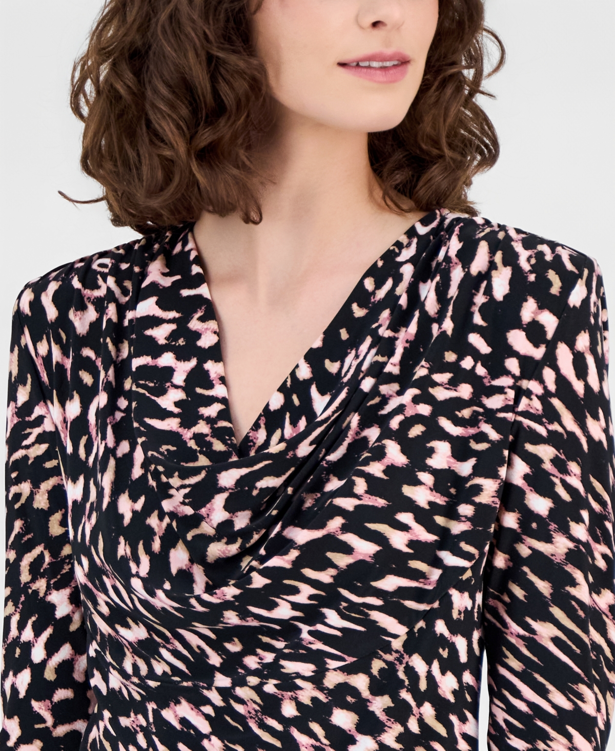 Anne Klein Women's Printed Cowlneck Top