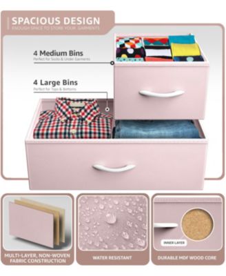 Dresser with 8 Drawers - Storage Chest Organizer with Steel Frame, Wood Top, Handles, Fabric Bins