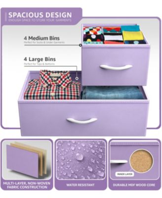 Dresser with 8 Drawers - Storage Chest Organizer with Steel Frame, Wood Top, Handles, Fabric Bins