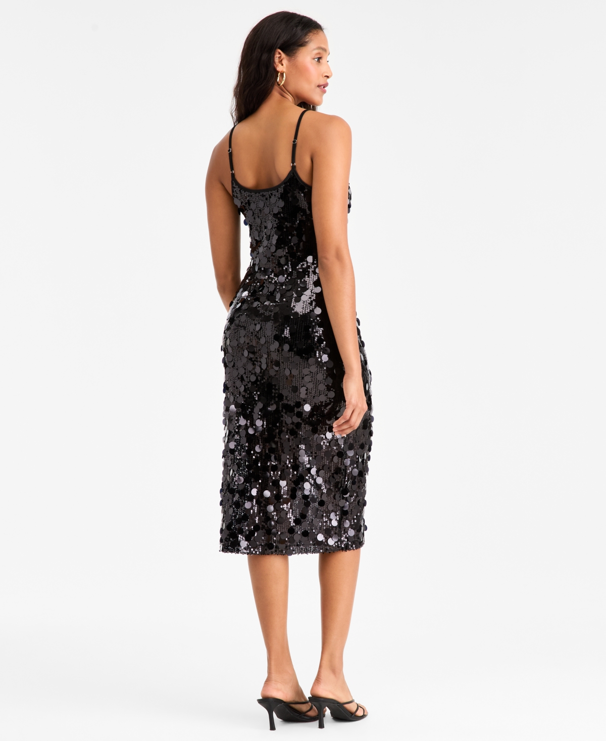 Bar Iii Women's Pailette Midi Dress, Macy's Exclusive In Black