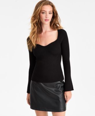 Bar III - Women's Sweetheart-Neck Bustier Ribbed Sweater