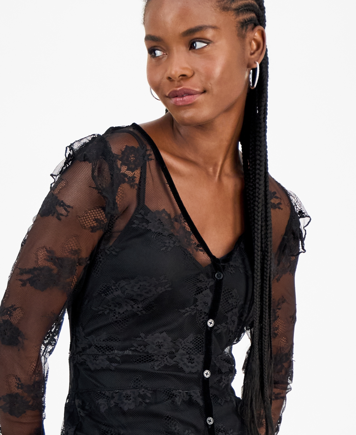 And Now This Women's Lace Velvet-trim Maxi Dress, Macy's Exclusive In Black