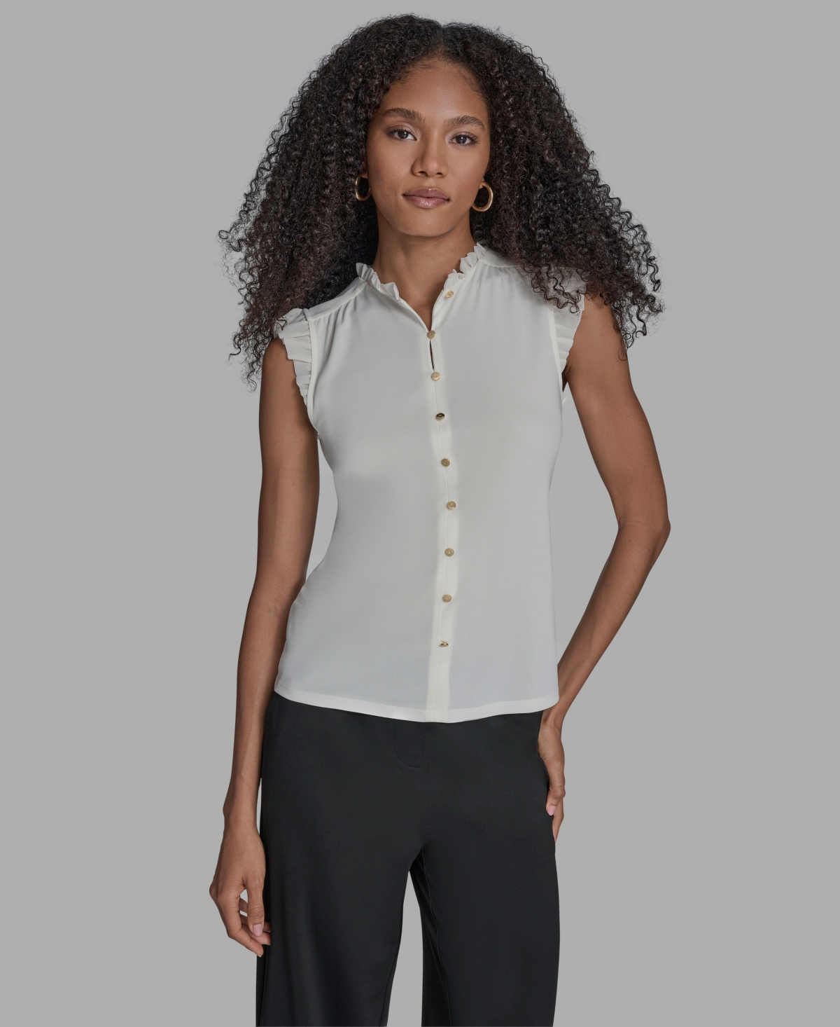 Bcbg Women's Sleeveless Button Down Blouse In White