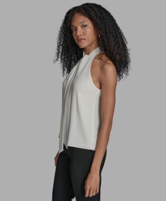 Women's Sleeveless Tie Neck Blouse