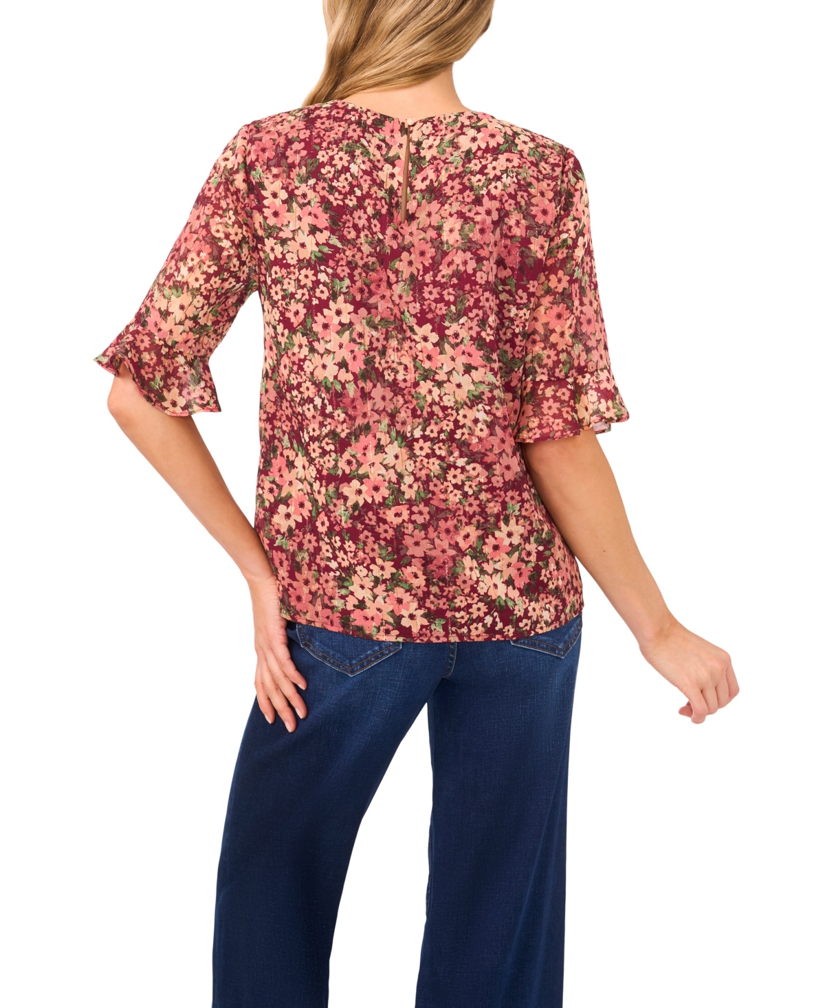 Cece Women's Short Sleeve Crewneck Blouse In Multi