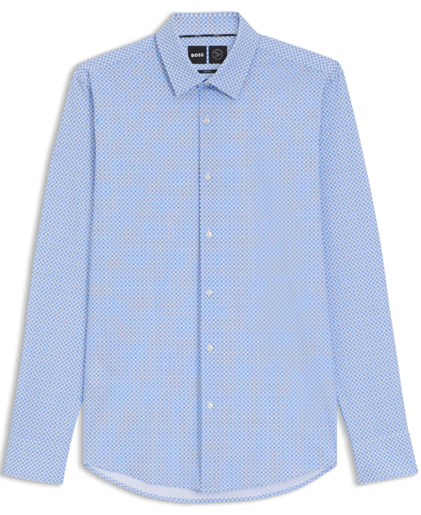 Мужская рубашка Hugo Boss Performance-Stretch Slim-Fit Dress Shirt, цвет: Синий — фото 3