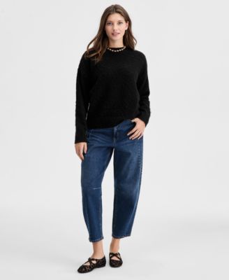 Women's Brushed-Knit Relaxed Crewneck Sweater, Macy's Exclusive