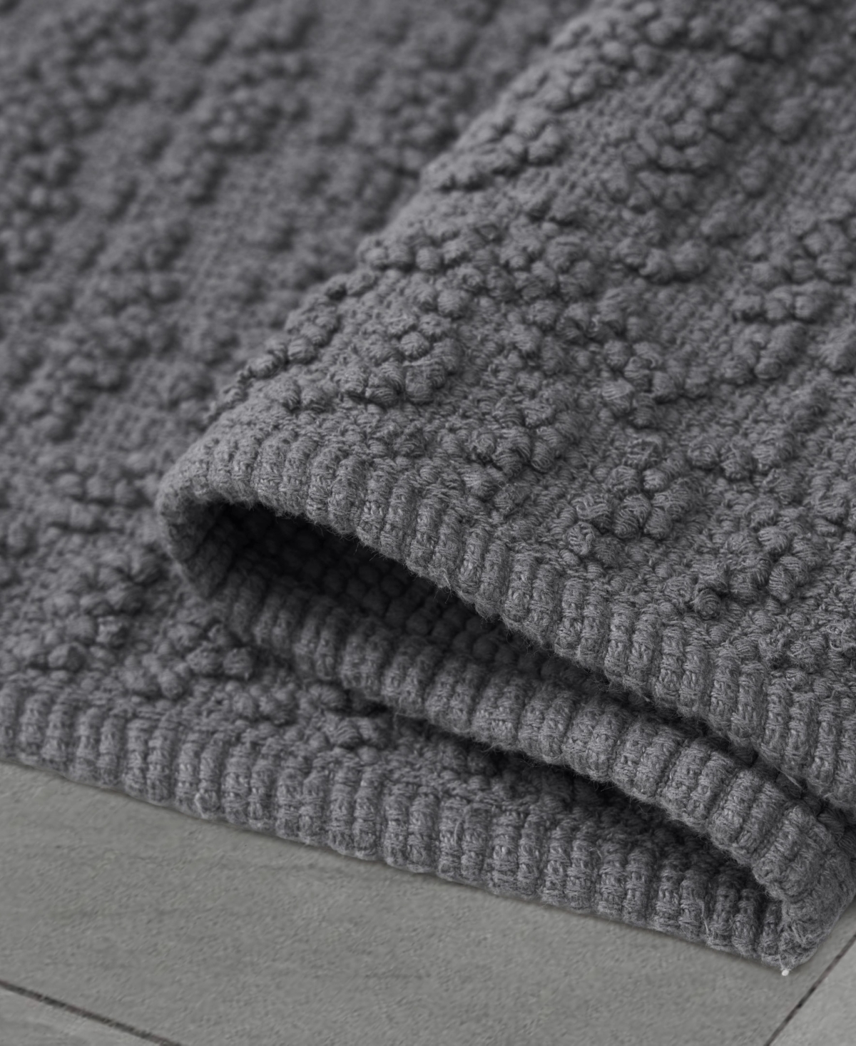 French Connection Nellore Fringe Cotton 20" X 38" Bath Rug In Gray