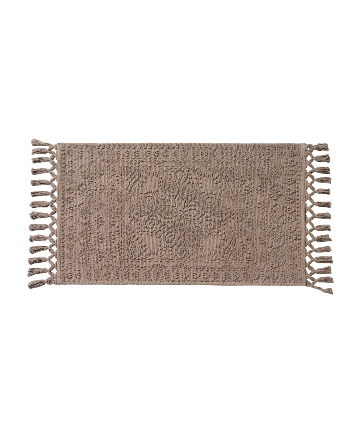 French Connection Nellore Fringe Cotton 20" X 38" Bath Rug In Brown