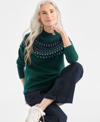 Women's Mock-Neck Fair Isle Sweater, Macy's Exclusive