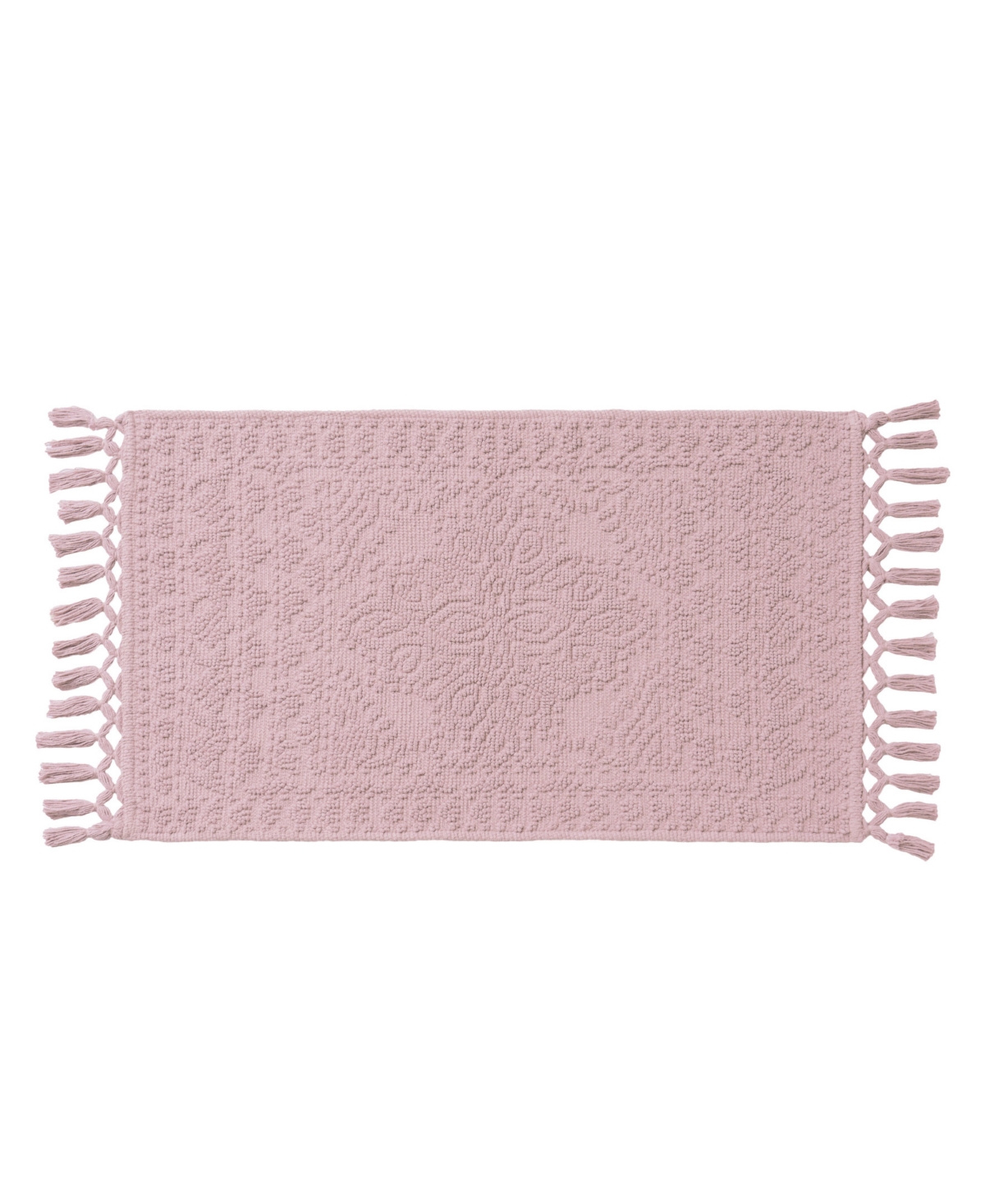 French Connection Nellore Fringe Cotton 20" X 38" Bath Rug In Pink