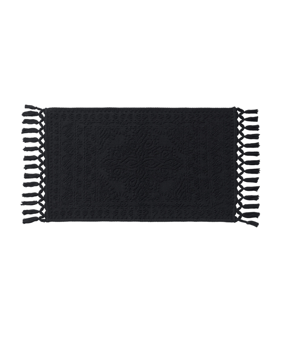 French Connection Nellore Fringe Cotton 20" X 38" Bath Rug In Black
