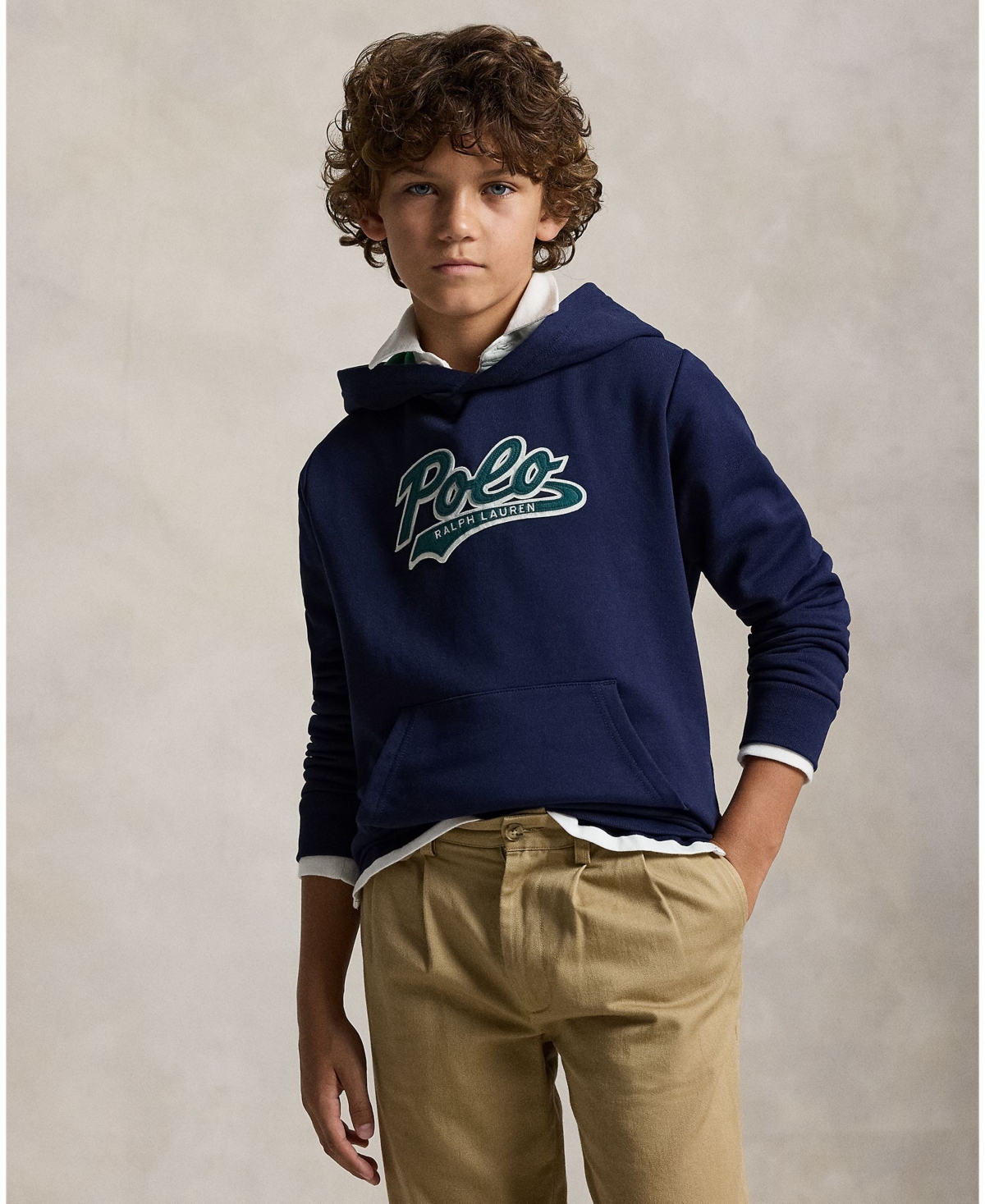 Polo Ralph Lauren Big Boys Logo Fleece Hoodie - Refined navy