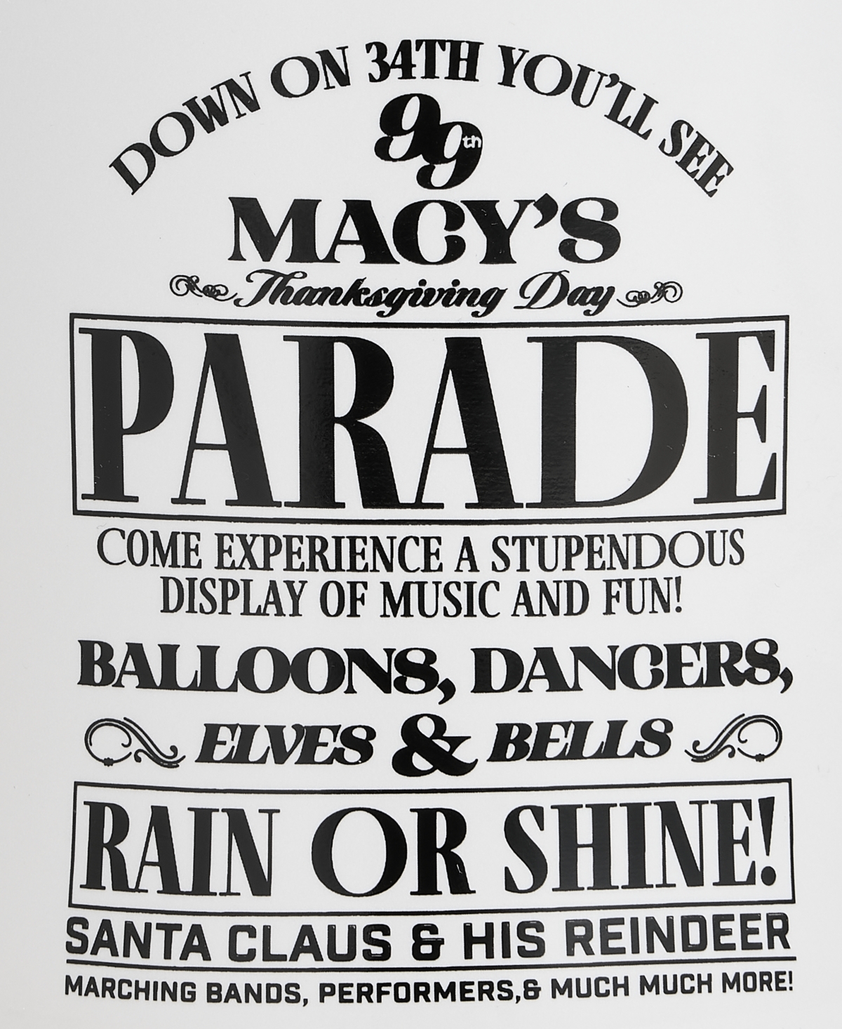 Macy's 99th Thanksgiving Day Parade Commemorative Newspaper Print Coffee Mug,  Exclusive In White