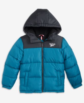 Big Boys' Contrast Yoke Long Sleeve Puffer Jacket