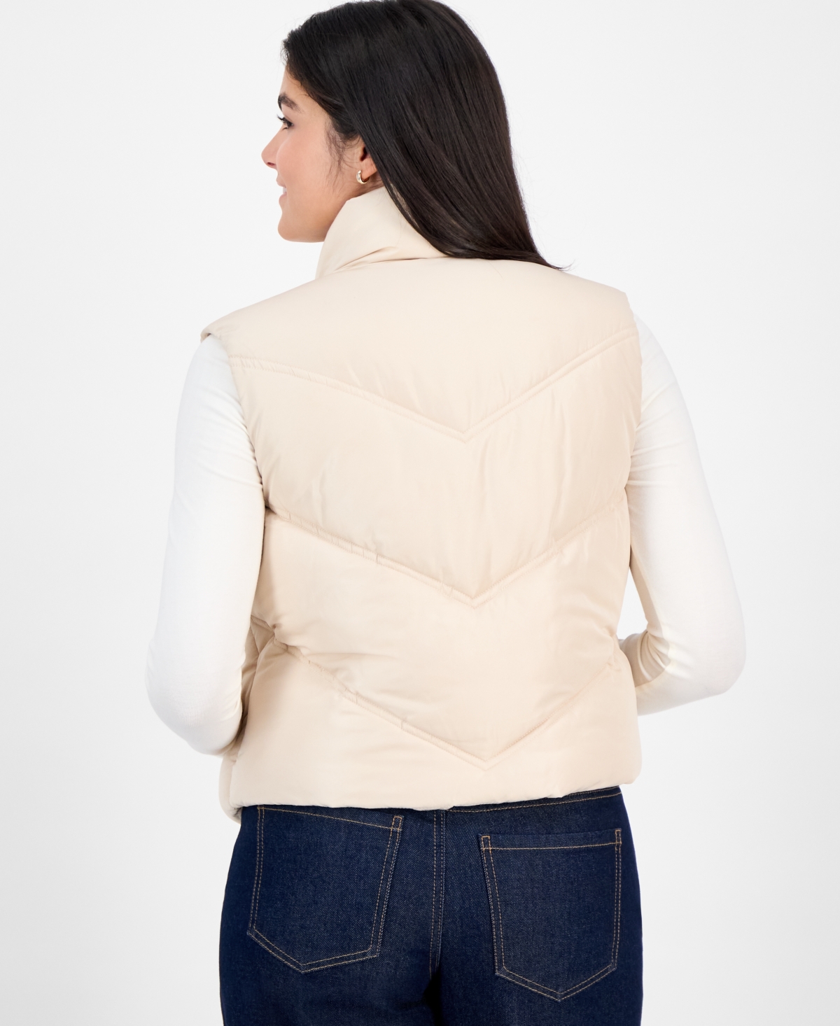 Madden Girl Juniors' Bungee-Hem Mitered Puffer Vest