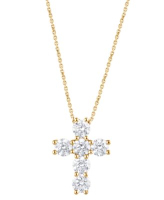 Lab Grown Diamond Cross Pendant Necklace (5 ct. t.w.) in 14k White Gold or 14k Yellow Gold, 16" + 2" extender