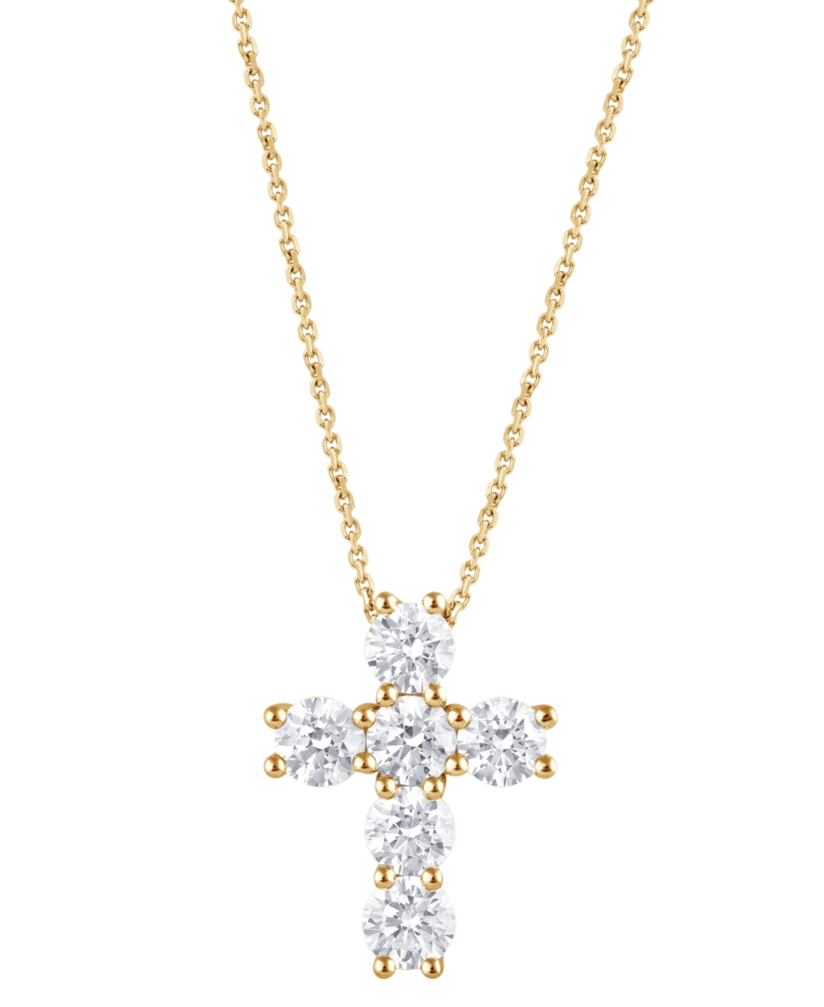 Badgley Mischka Lab Grown Diamond Cross Pendant Necklace (5 Ct. T.w.) In 14k White Gold Or 14k Yellow Gold, 16" + 2" In Gold