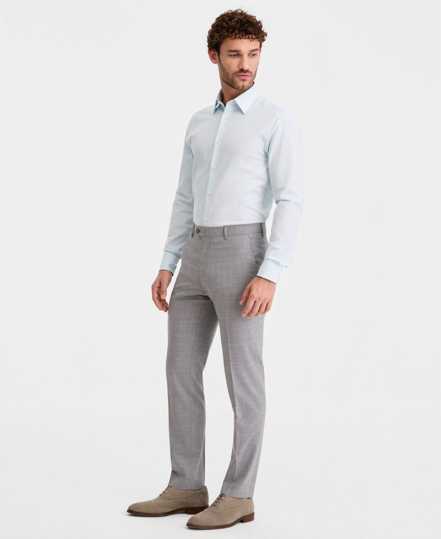 Мужские брюки Ted Baker Modern-Fit Wool-Blend Suit Separate, цвет: Светлый серый — фото 2
