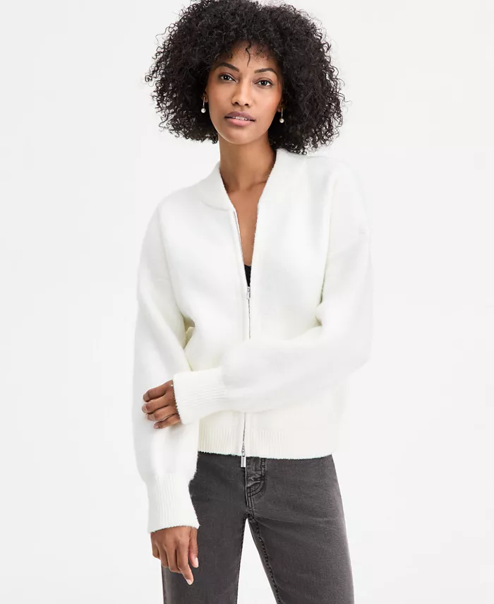 Women's Sweater-Knit Bomber Jacket