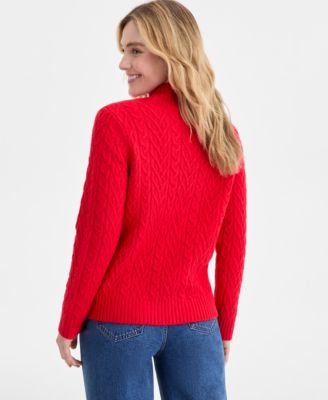 Women's Mock-Neck Cable Sweater, Created for Macy's