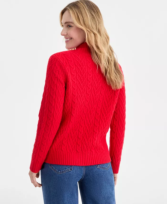 Women's Mock-Neck Cable Sweater - thumbnail 2
