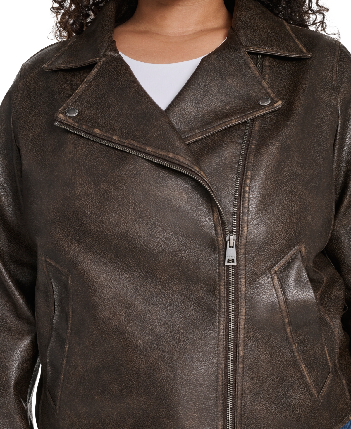 Levi's Plus Size Long Sleeve Moto Jacket In Brown