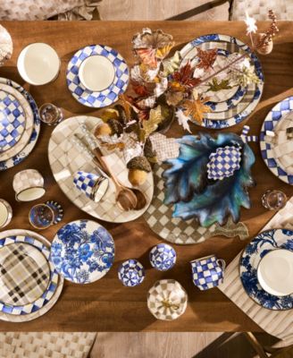 Mocha Check Large Oval Platter