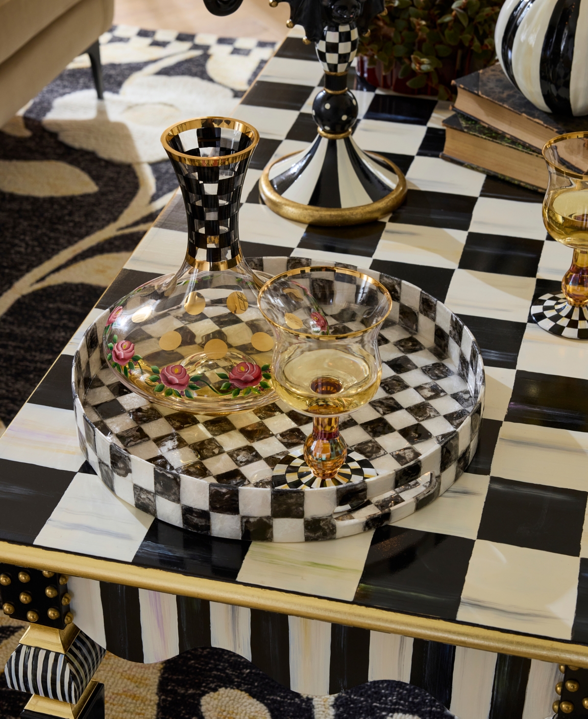 MacKenzie-Childs Carnival Black Wine Decanter