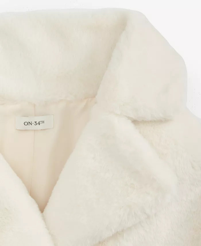 Women's Woven Sketchy Leopard-Print Faux-Fur Coat - thumbnail 3