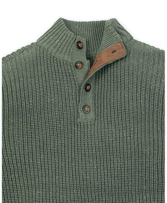 Men's Organic Mock Neck Cardigan Stitch Sweater