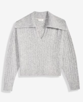 Brushed Sailor Collar V-neck Sweater
