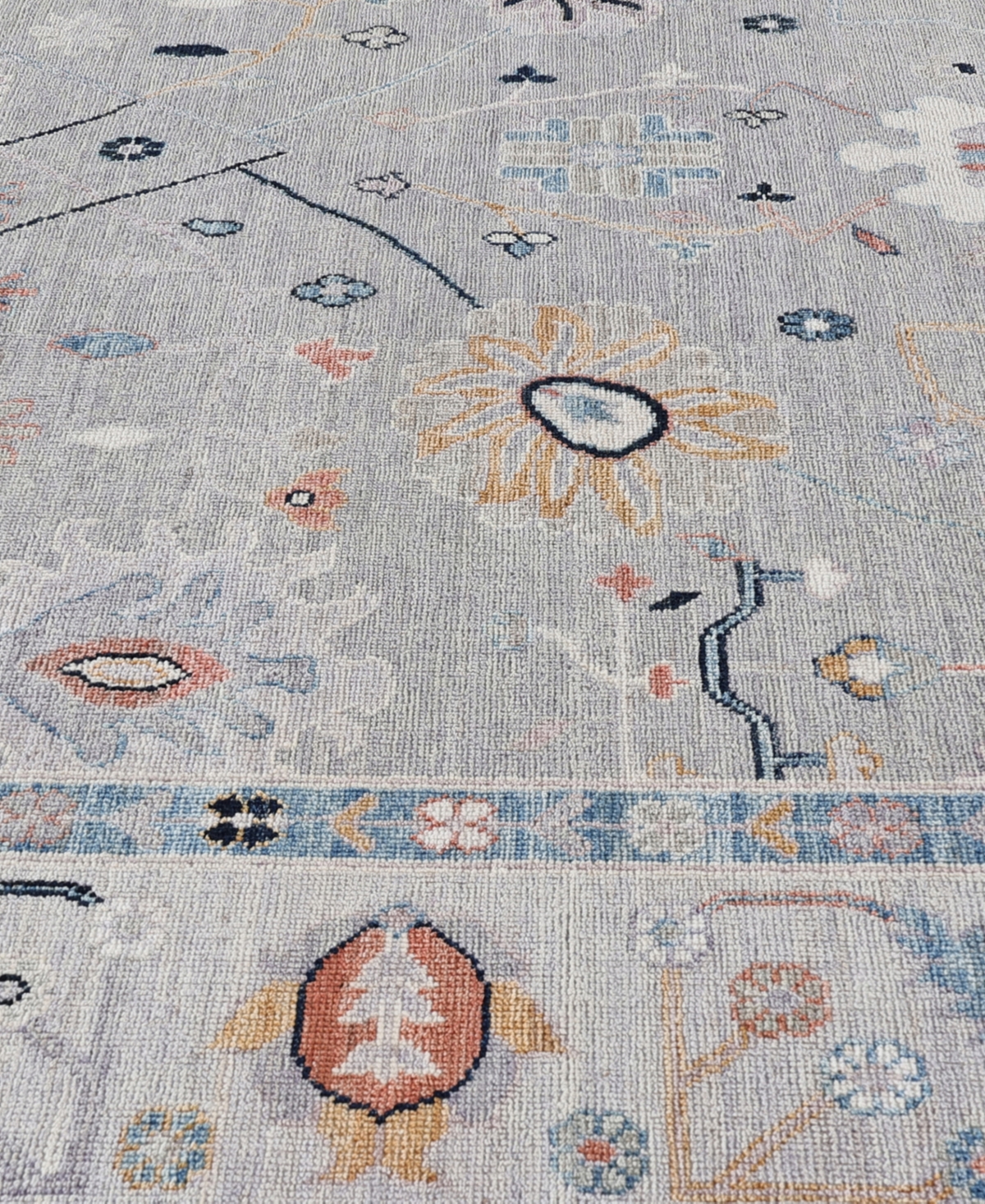 Adorn Hand Woven Rugs Colorful Oushak M0103-35 9'x11'10" Area Rug In Gray