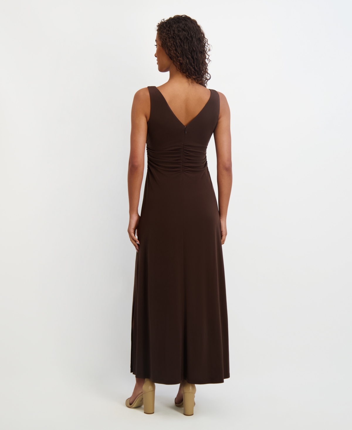 Kensie Women's Draped Cowlneck Sleeveless Maxi Dress In Brown