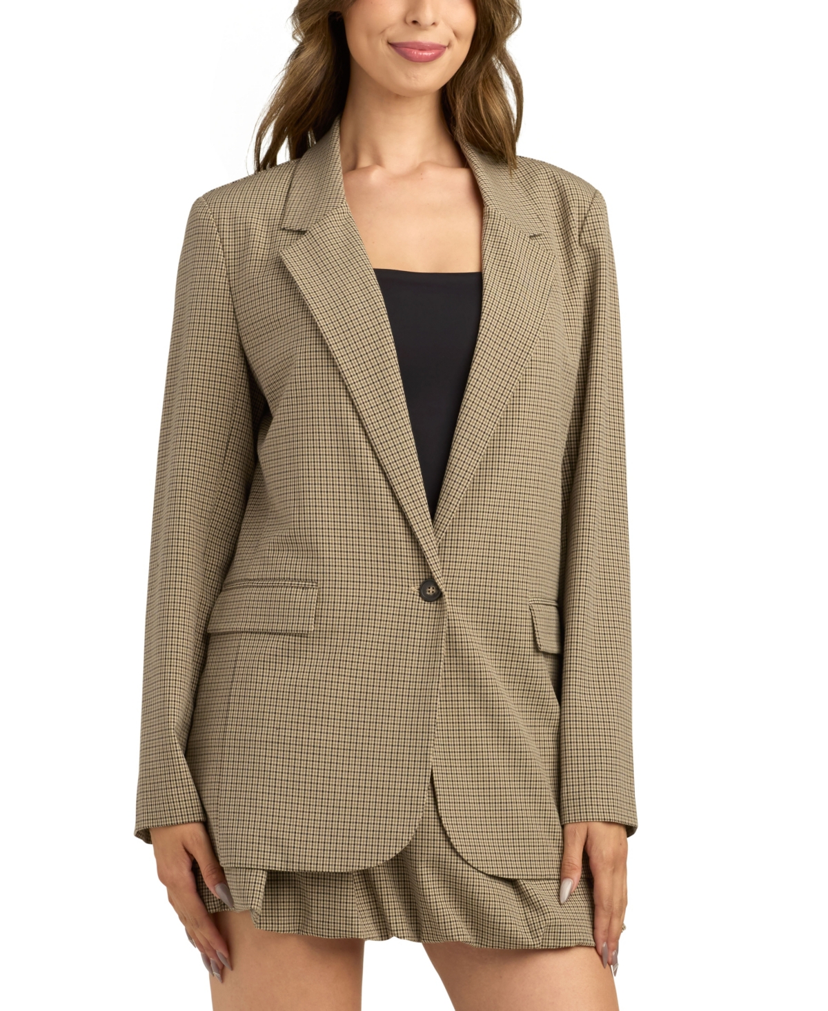 Bcx Women's Oversized Notch Collar Blazer In Brown