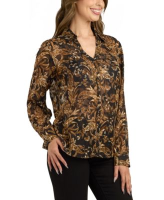 Women's Jacquard Burnout Print Top