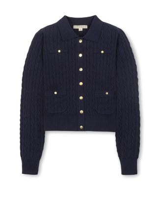 Women's Organic Cable Knit Collared Cardigan Sweater