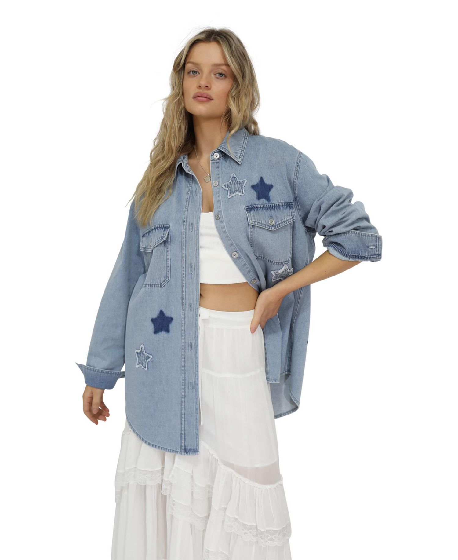Stargazer Patch Detail Denim Shirt