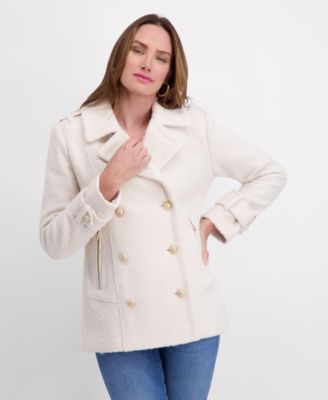 Women's Boucle Peacoat with Gold Accents