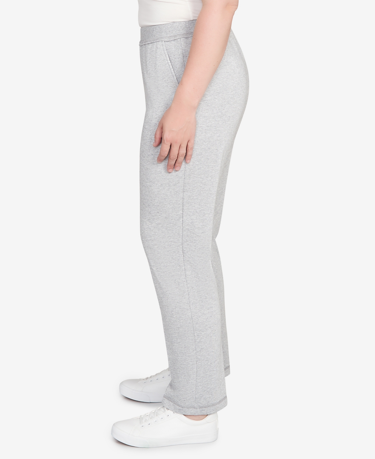 Alfred Dunner Petite Casual Vibe Cozy Medium Length Slant Pocket Pants In Gray