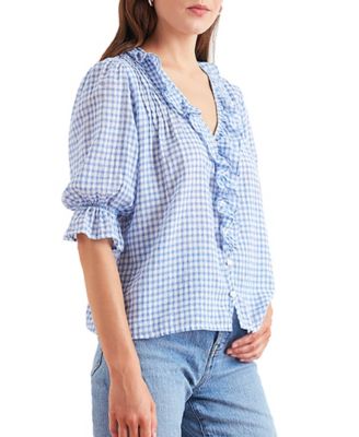Cotton Chloe Shirt in Petite Blue Plaid