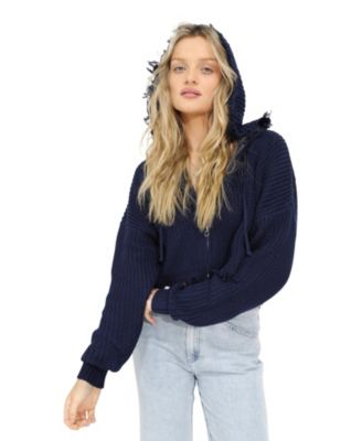 Women's Another Love Fringe Knit Zip Cardigan