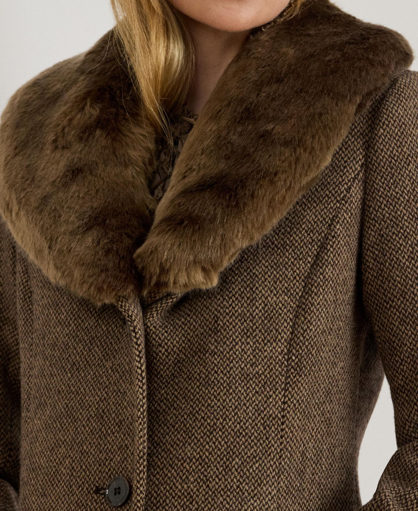Женское пальто Lauren Ralph Lauren Faux-Fur-Collar, цвет: Broken Twill — фото 3
