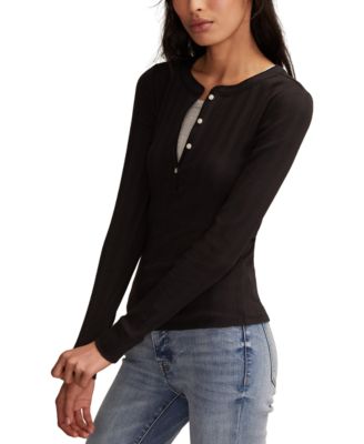 Women's Long Sleeve Rib Henley Top