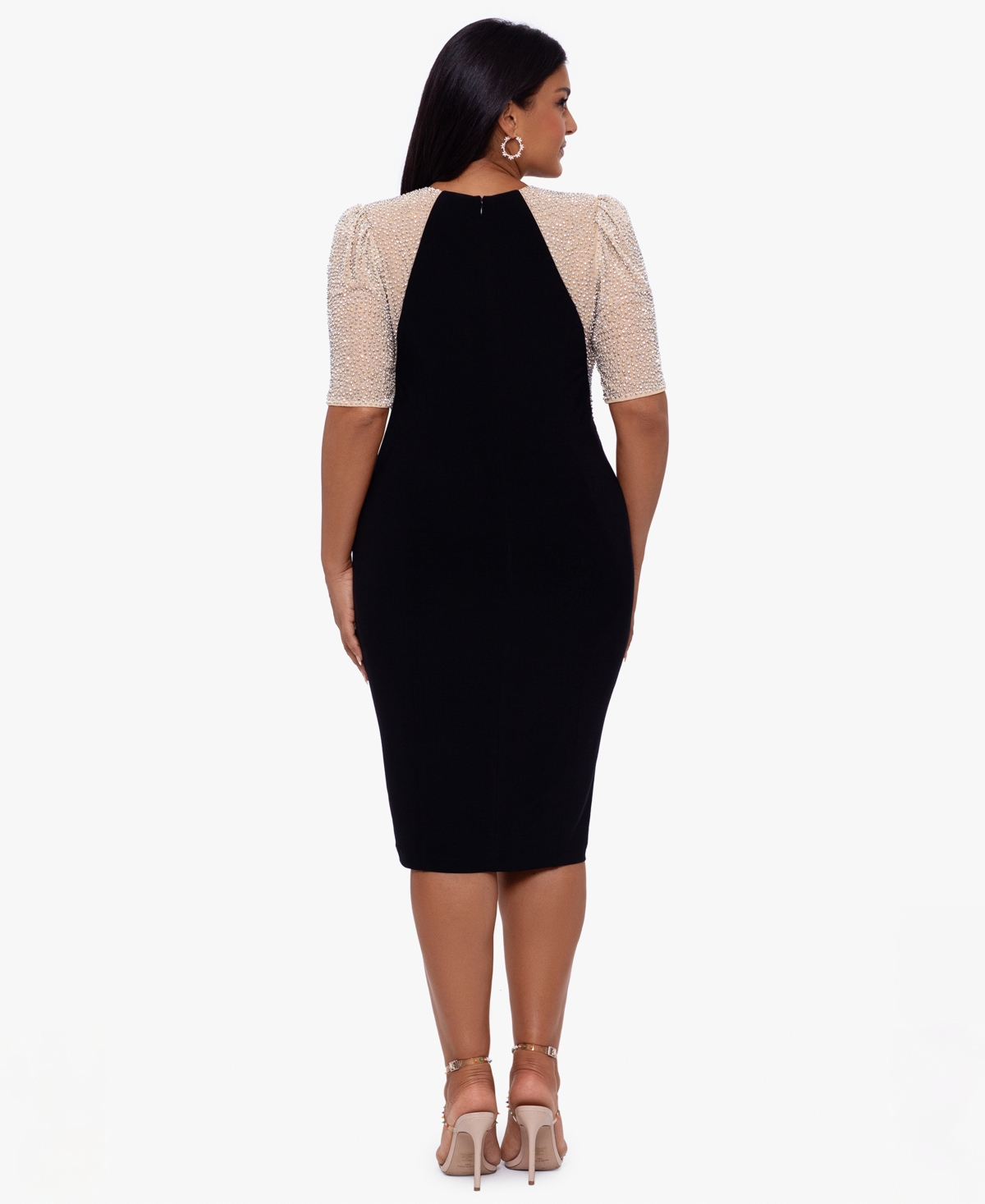 Xscape Plus Size Short Sleeve Sheath Dress In Black