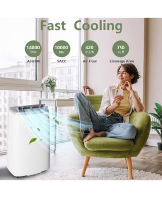 14,000 BTU Portable AC - 3-in-1 Cooling Unit with Fan & Dehumidifier for Rooms up to 750 Sq. Ft, Includes Remote, 24H Timer